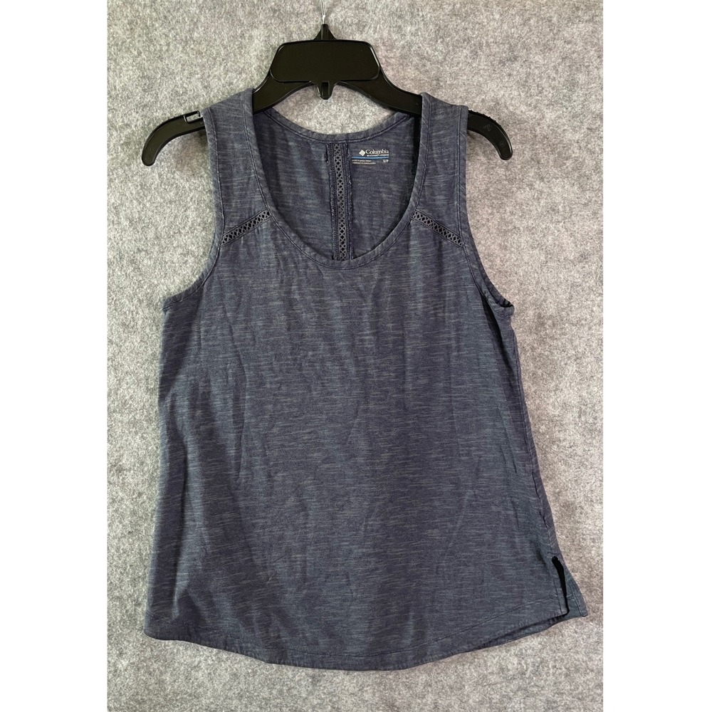Columbia Womens Navy Space Dye Crochet Trim Tank‎ Top Small Activewear Hiking